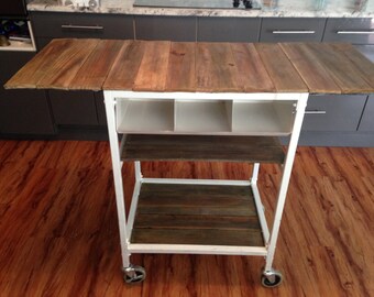 Rustic industrial kitchen island, coffee cart, portable bar