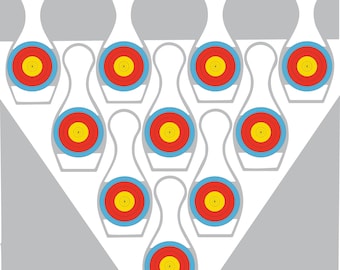 Bowling Pin Archery Target Face: 3 or 5 Spot Practice (2 Pack)