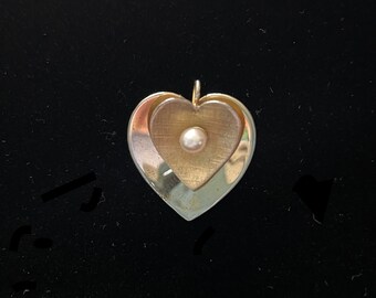 Ekelund Heart Pendant/PIn with Pearl, Gold-filled