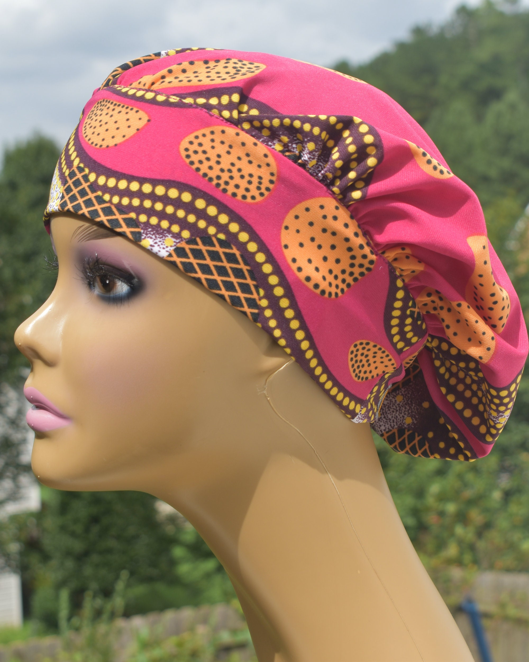 Satin Lined Hat Scrub Cap for Locs Braids Ankara Scrub Cap Etsy
