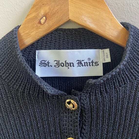 St. John Knits Vintage Black Long Sleeve Gold But… - image 6