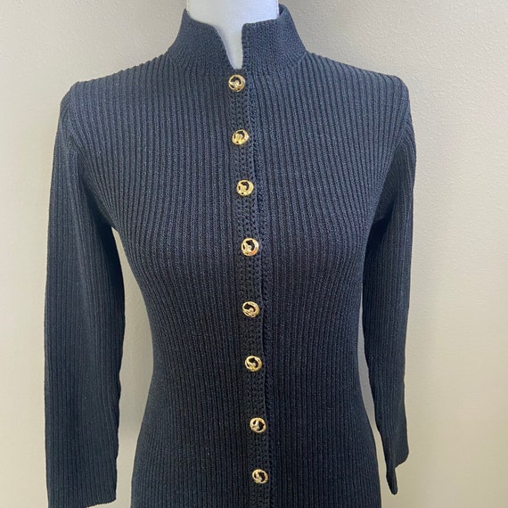 St. John Knits Vintage Black Long Sleeve Gold But… - image 4