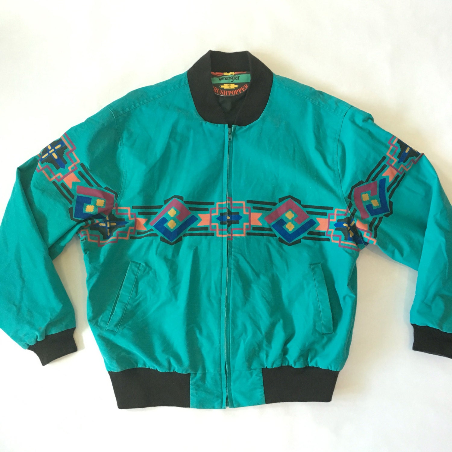 Vintage 90s Wrangler Brushpopper Aztec Jacket 