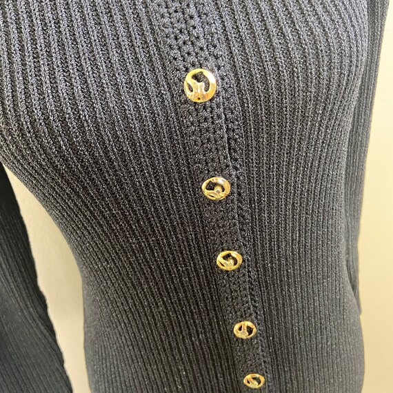 St. John Knits Vintage Black Long Sleeve Gold But… - image 5