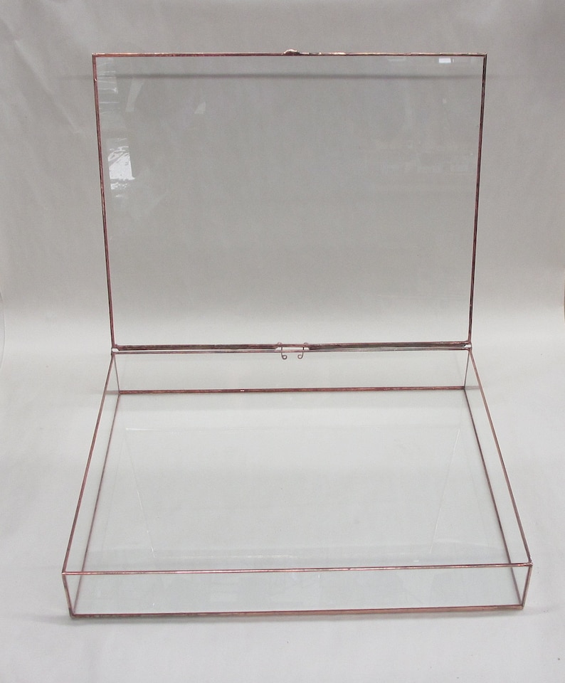 8 x 12 Clear Glass Photo Display Boxes Plus other sizes with various depth options Hinged Top Jewelry Collections image 5