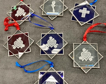 Bevel Heart Ornaments -  Close Out Collection of 7