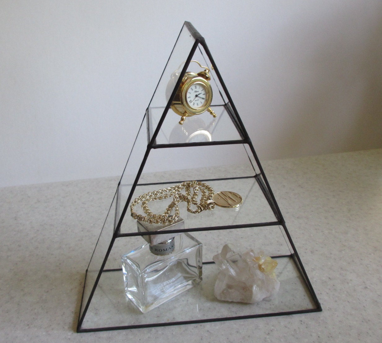 9 and 10 Tall Glass Pyramid Display Shelf Show off Those Treasures and Your Collections Etsy Canada