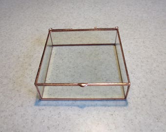 Caja de exhibición cuadrada de vidrio transparente de 15 x 15 x 5 cm de alto - Listo para enviar, tapa con bisagra - Joyería - Colecciones