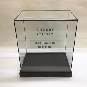 8x8 Base with Various Heights - Dimensions - Glass Display Box with Wood Base protects and highlights your special treasure