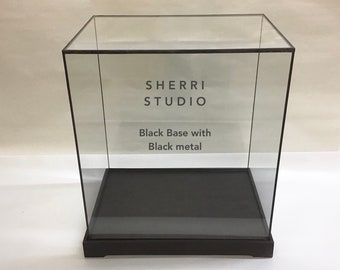 8x8 Base with Various Heights - Dimensions - Glass Display Box with Wood Base protects and highlights your special treasure