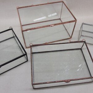 8 x 12 Clear Glass Photo Display Boxes Plus other sizes with various depth options Hinged Top Jewelry Collections image 6