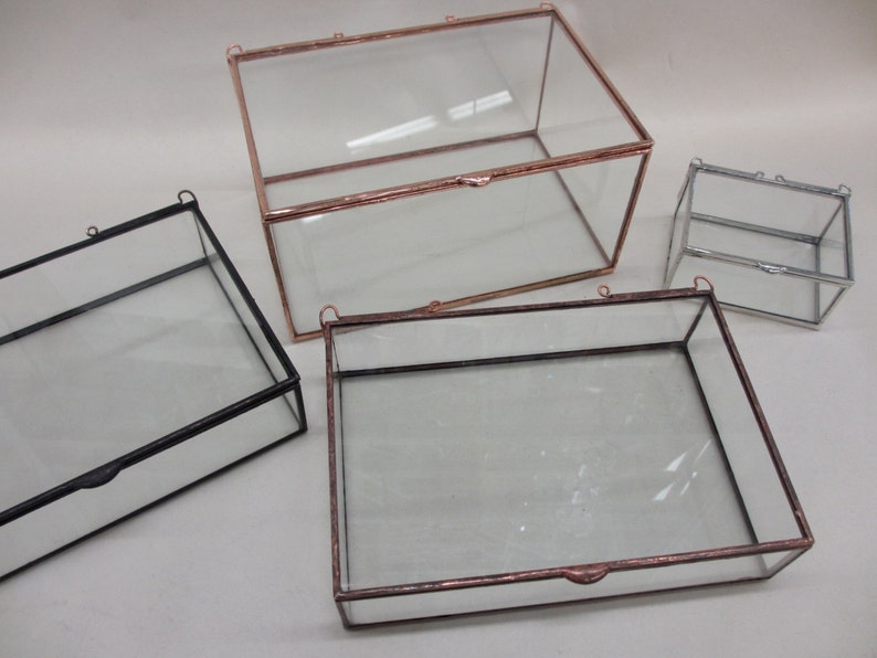 8 x 12 Clear Glass Photo Display Boxes Plus other sizes with various depth options Hinged Top Jewelry Collections image 6