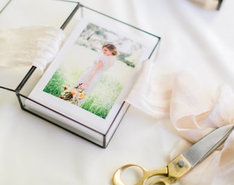 5 x 7 Clear Glass Photo Display Box-- Various Depths-- Your prints will fit!