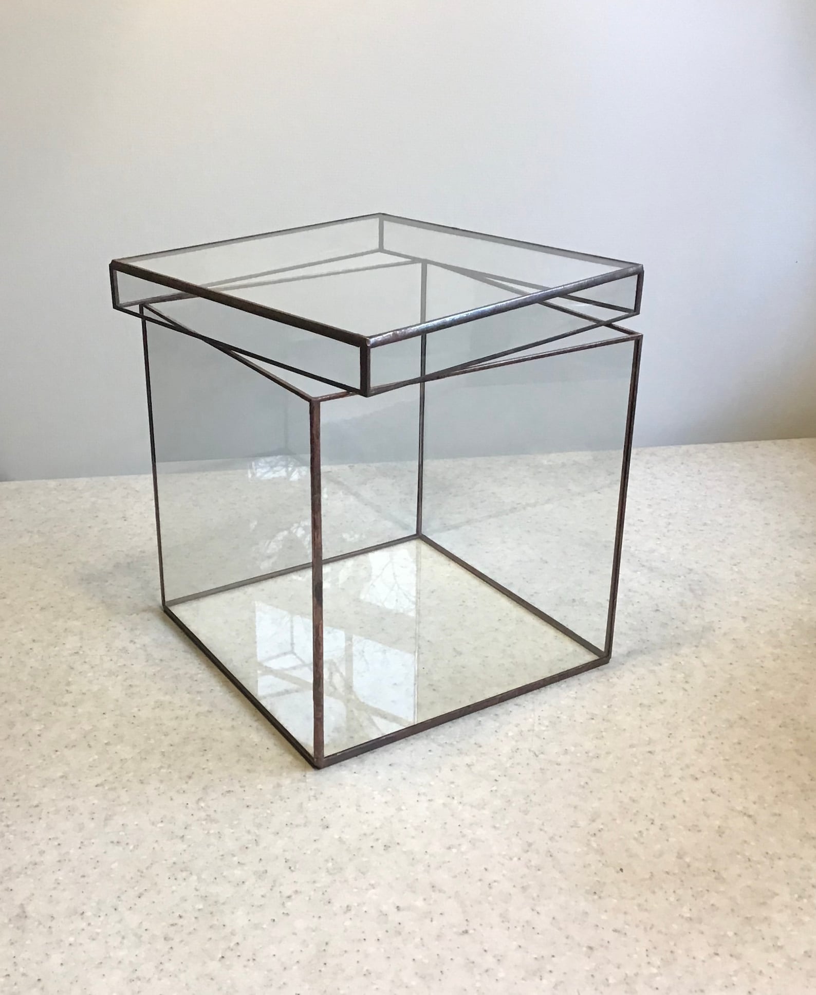 One 12 inch Glass CUBE with LID Card Box Terrarium Display | Etsy