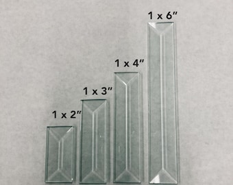 Biseles rectangulares transparentes para vitrales y manualidades - 4 prácticos tamaños/cantidades