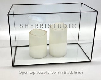 12 x 7 x 8" Tall Custom Glass Open Top Display Box - great for candles!
