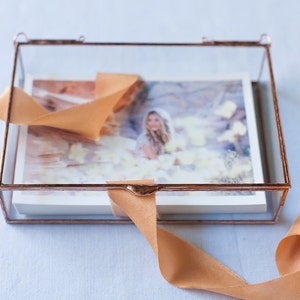 8 x 12 Clear Glass Photo Display Boxes Plus other sizes with various depth options Hinged Top Jewelry Collections image 4