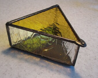 Amber Triangle Box with Amber Mirror Bottom and Black Patina