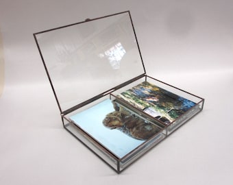 Spring Cleaning Sale! Double Clear Glass Photo Display Box is Twice as Nice--Your 4x6 prints will fit!