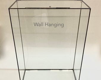 9 x 12 x 9" deep Wall Hanging Shadow Box Frame - Clear Glass Display Boxes with a Slide Latch - Hinged Front - Jewelry - Collections