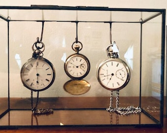 Triple or Quad Wall Hanging Shadow Box for Pocket Watches - Other Sizes, Too!