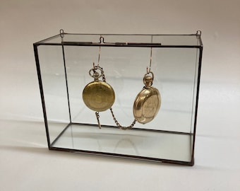 Double Watch Display -   Wall Hanging Shadow Box - or Mantle Style