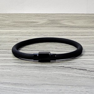Mens rubber bracelet black rubber bracelet wrap bracelet womens bracelet vegan bracelet rubber mens gift jewelry stainless clasp RRB-32-01