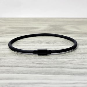 Mens rubber bracelet black rubber bracelet vegan bracelet womens bracelet bangle bracelet rubber mens gift jewelry black stainless RRB-39-01