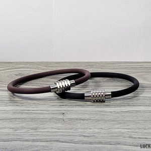 Vegan bracelet black rubber bracelet silicone bracelet rubber jewelry silicone jewelry vegan jewelry mens gift stainless clasp RRB-30-0102