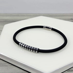 Vegan bracelet black rubber bracelet silicone bracelet minimalist bracelet rubber jewelry silicone jewelry vegan jewelry men gift  RRB-25-01