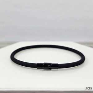 Black rubber bracelet silicone bracelet vegan bracelet minimalist bracelet rubber jewelry silicone jewelry black stainless RRB-23-01