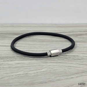 Vegan bracelet black rubber bracelet silicone bracelet rubber jewelry silicone jewelry vegan jewelry mens gift stainless clasp RRB-20-01