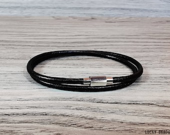 Leather wrap bracelet men leather bracelet womens leather bracelet black leather bracelet black bracelet stainless bracelet RLB3-38-01