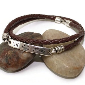 Leather bracelet braided leather bracelet wrap bracelet lwomens brown leather message bracelet women bracelet hook clasp RLB4-11-02