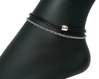 Black leather anklet women anklet ankle bracelets womens ankle bracelet leather anklet ankle bracelet gift for her foot jewelry RLA-03-01