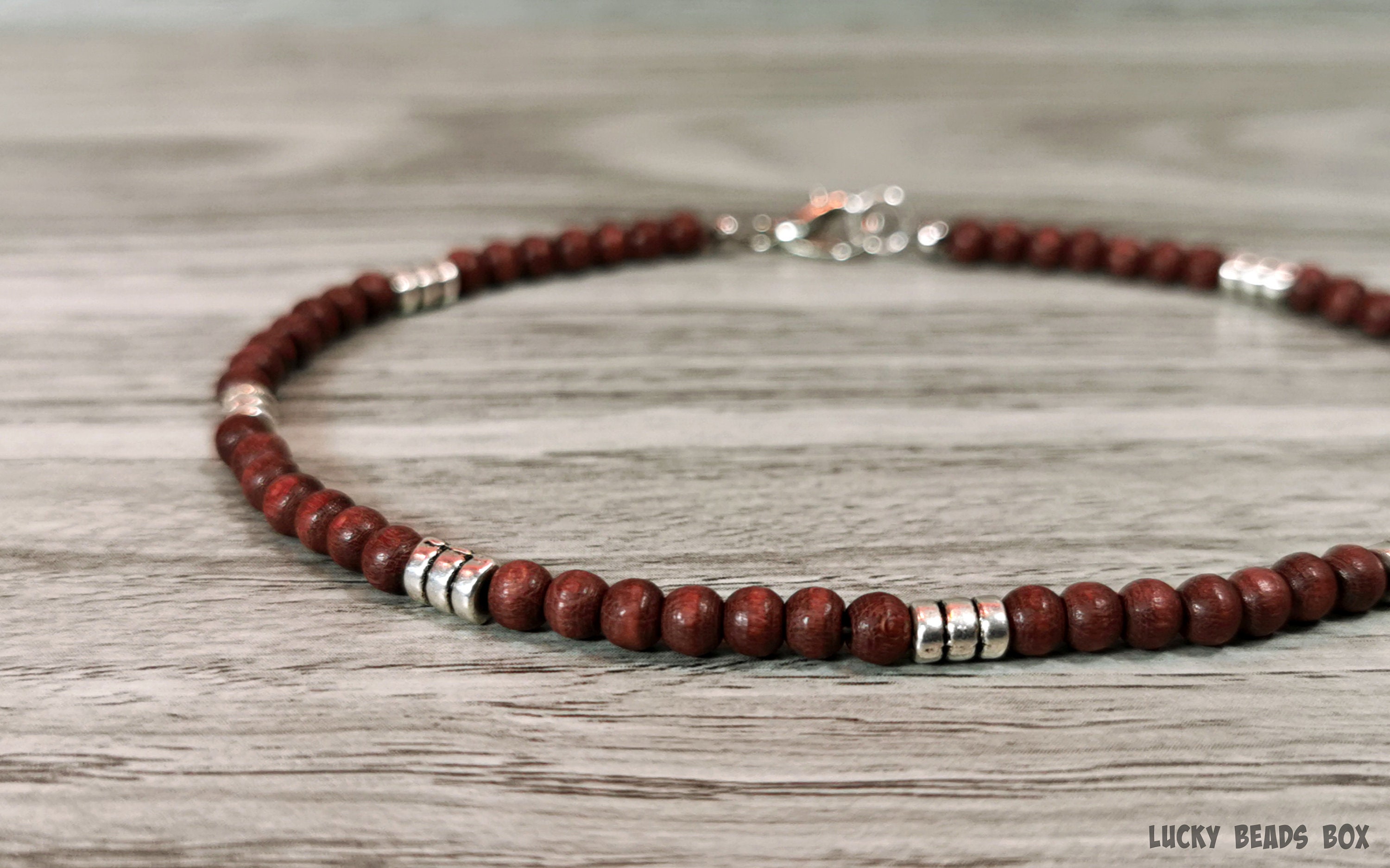 Wood beaded anklet mens ankle bracelet brown anklet wood beads Etsy