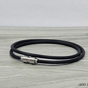 Vegan bracelet  black rubber bracelet silicone bracelet wrap bracelet  silicone jewelry vegan jewelry mens gift  stainless clasp RRB-17-01
