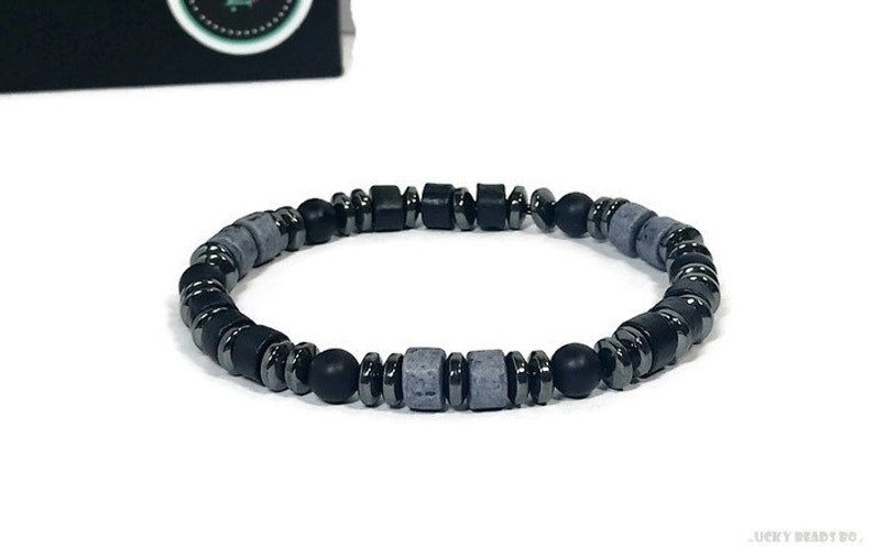 Beaded bracelet man bracelet simple bracelet Greek ceramic beads beaded jewelry black bracelet mens gift stretch bracelet BB-37-01