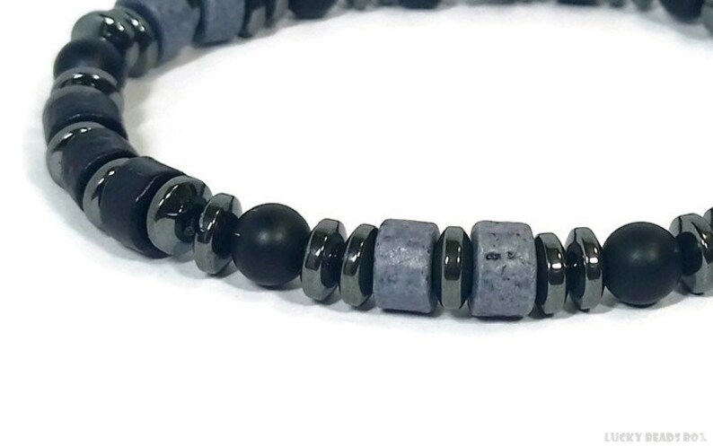 Beaded bracelet man bracelet simple bracelet Greek ceramic beads beaded jewelry black bracelet mens gift stretch bracelet BB-37-01