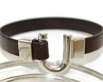 Horseshoe bracelet equestrian bracelet cowboy bracelet horse bracelet leather jewelry cowboy jewelry genuine leather mens gift FLB10-30-02