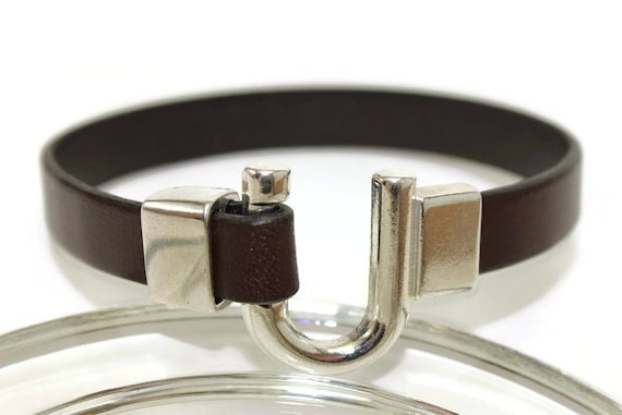 Bracelet homme fer à cheval bracelet cuir homme bracelet cowboy bracelet cuir plat bracelet cuir brun bijoux cuir cadeau hommes FLB10-30-02