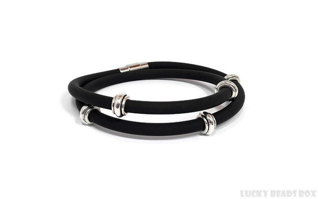 Mens Rubber Bracelet Black Rubber Bracelet Wrap Bracelet Mens Etsy