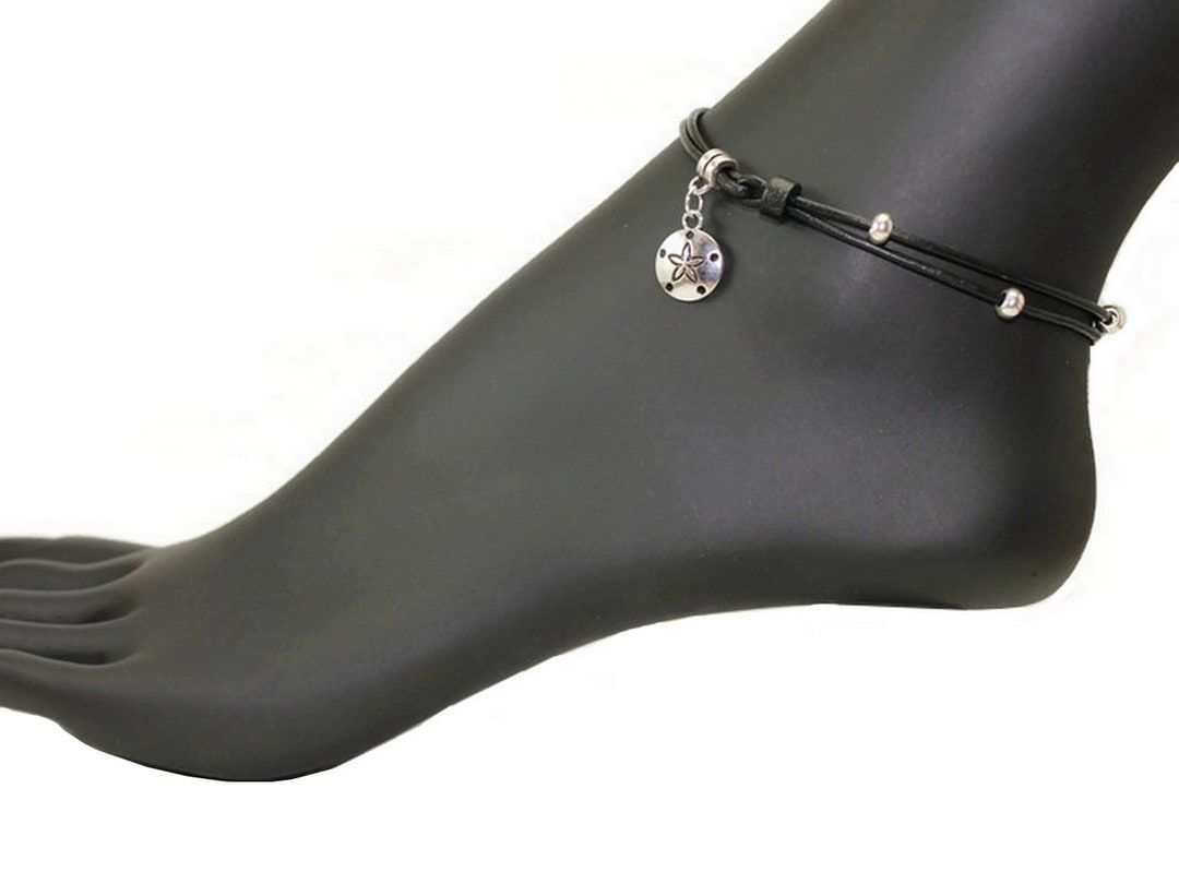 Womens Ankle Bracelet Black Leather Anklet Beach Anklets Leather Ankle