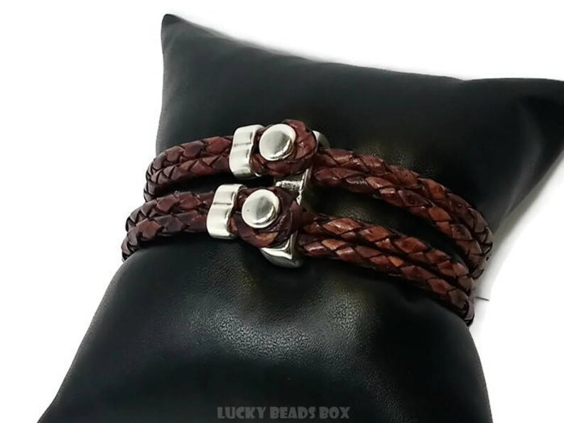 Men/'s leather bracelet multi strand bracelet men/'s bracelet braided leather bracelet vintage brown leather bracelet hook clasp RLB4-20-02