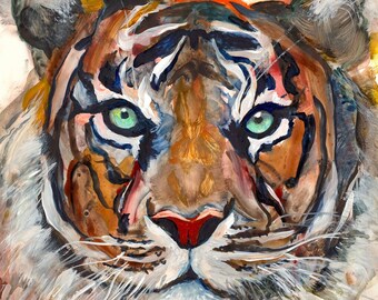 Tiger Watercolor, Tiger Art, Tiger Painting, Tiger Decor, Cat Watercolor, Wildlife Watercolor, Tiger Watercolour, Tiger Wall Art, , Boho art
