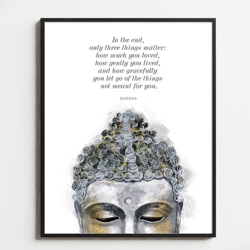 Buddha Head Quote Wall Art Painting in the End... Spiritual - Etsy