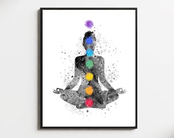 Chakra Poster, Feminine Chakra Art Poster, Chakra Wall Art, Meditation Chakra Print, Yoga Room Decor, Spiritual Poster, Yoga Mother Day Gift