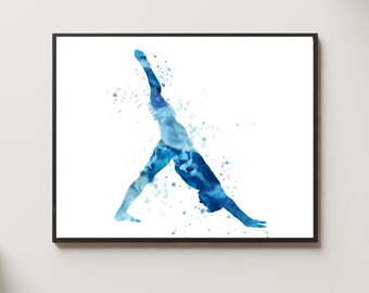 Water Color Yoga Art Print, Male Yoga Asana Pose, Yoga Art Man Painting, Yoga Birthday Gift, Self Care Print, Meditation Art, Gift For Yogi