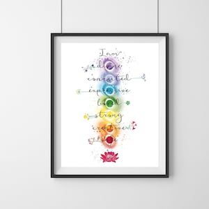 Colorful Chakra Poster, Chakra Wall Hanging, Chakra Wall Art, Chakra Art, Yoga Gift, Mindfulness Chakra Decor, Chakra Print, Meditation Deco image 1