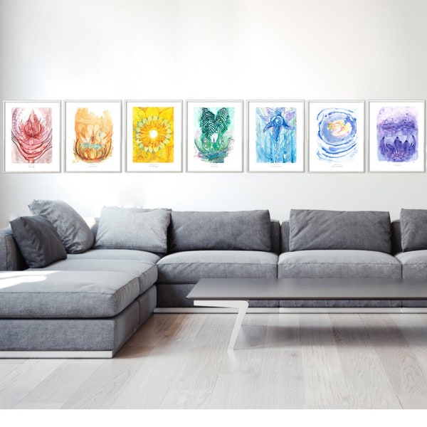 Chakra Art, Chakra Painting Set, 7 Chakra Wall Hanging, Chakra Wall Art, Chakra Decor, Canvas Chakra Hanging Decor, Chakra Wall Decor, Zen